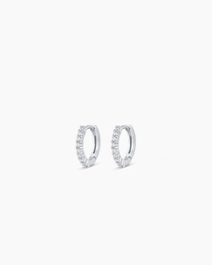14k White Gold Diamond Pav?? Huggies